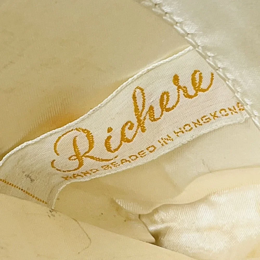 Vintage Richere‎ Clutch White Ivory Seed Beaded Evening Bag Purse Bridal